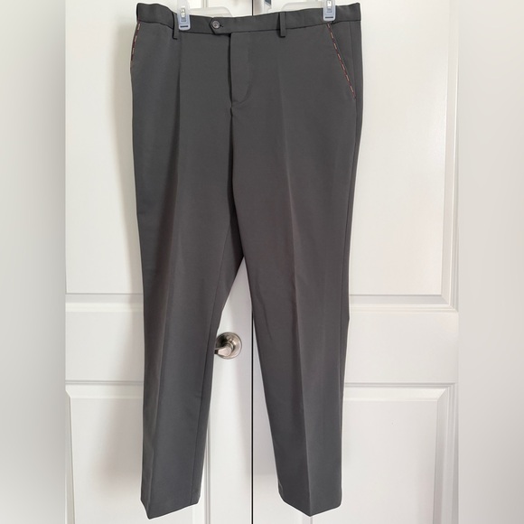 Jingpin Men’s Dress Pants Gray Flat Front Slacks 40W Modern Fit - Picture 1 of 7